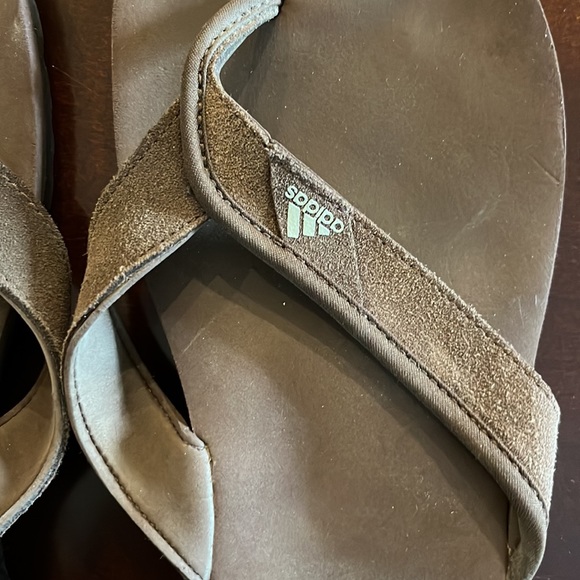 Adidas Brown Suede Flip Flops, Size 9 - Picture 2 of 11